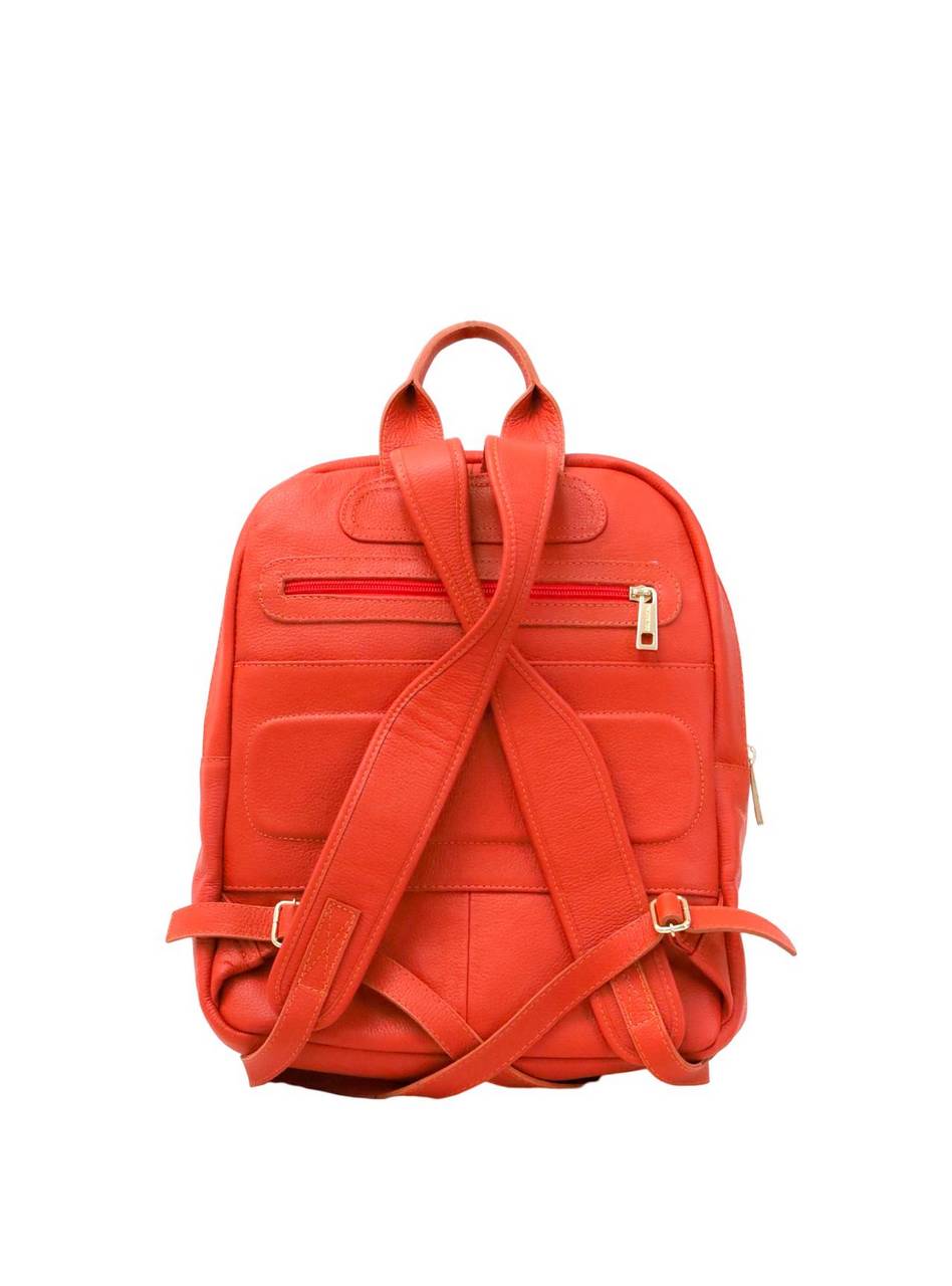 Mochila Casual Grande Porta Moedas Couro Laranja MEI-428 - LR