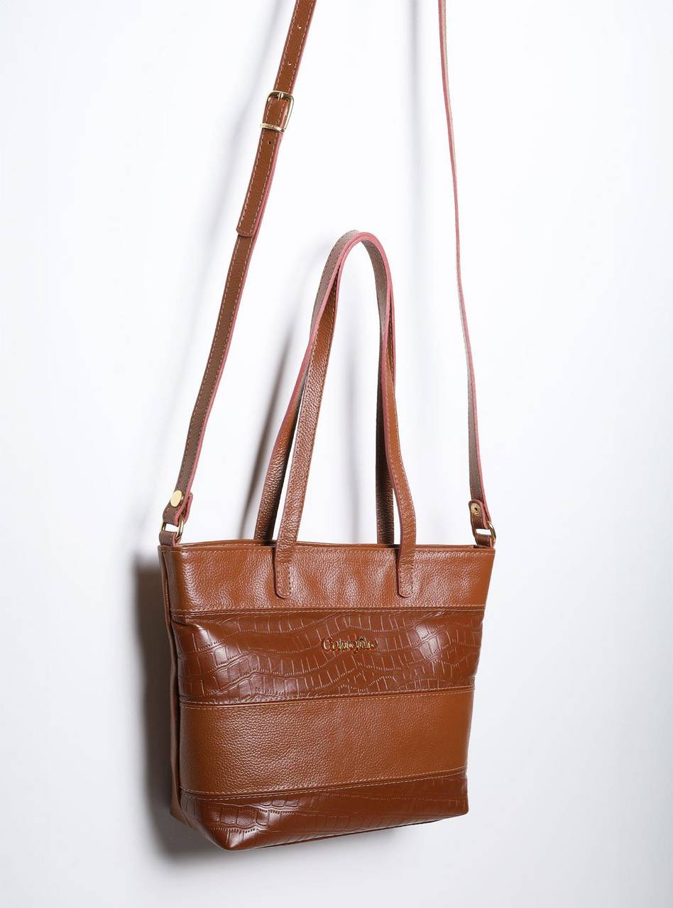 Bolsa Tote Média Couro Transversal Castor BSI-5861 - CS
