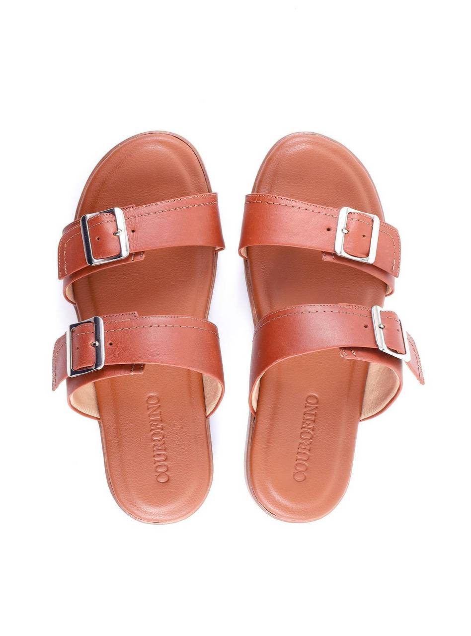 Chinelo Masculino Slide em Couro com Duas Fivelas - Castor SDI-11768 - CS