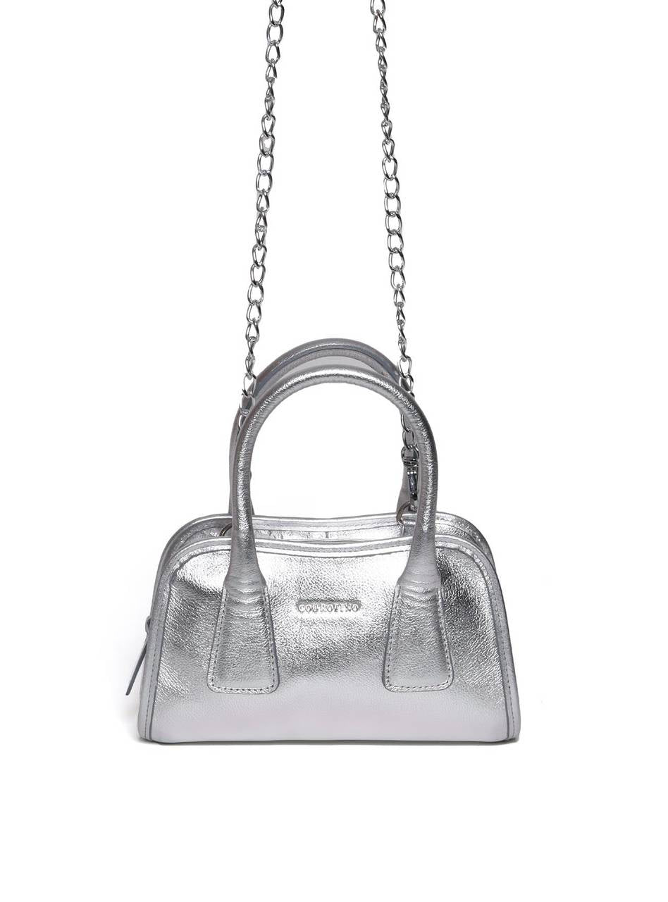 Bolsa Tote Tiracolo Costura Geométrica Prata BSI-5985 - PT