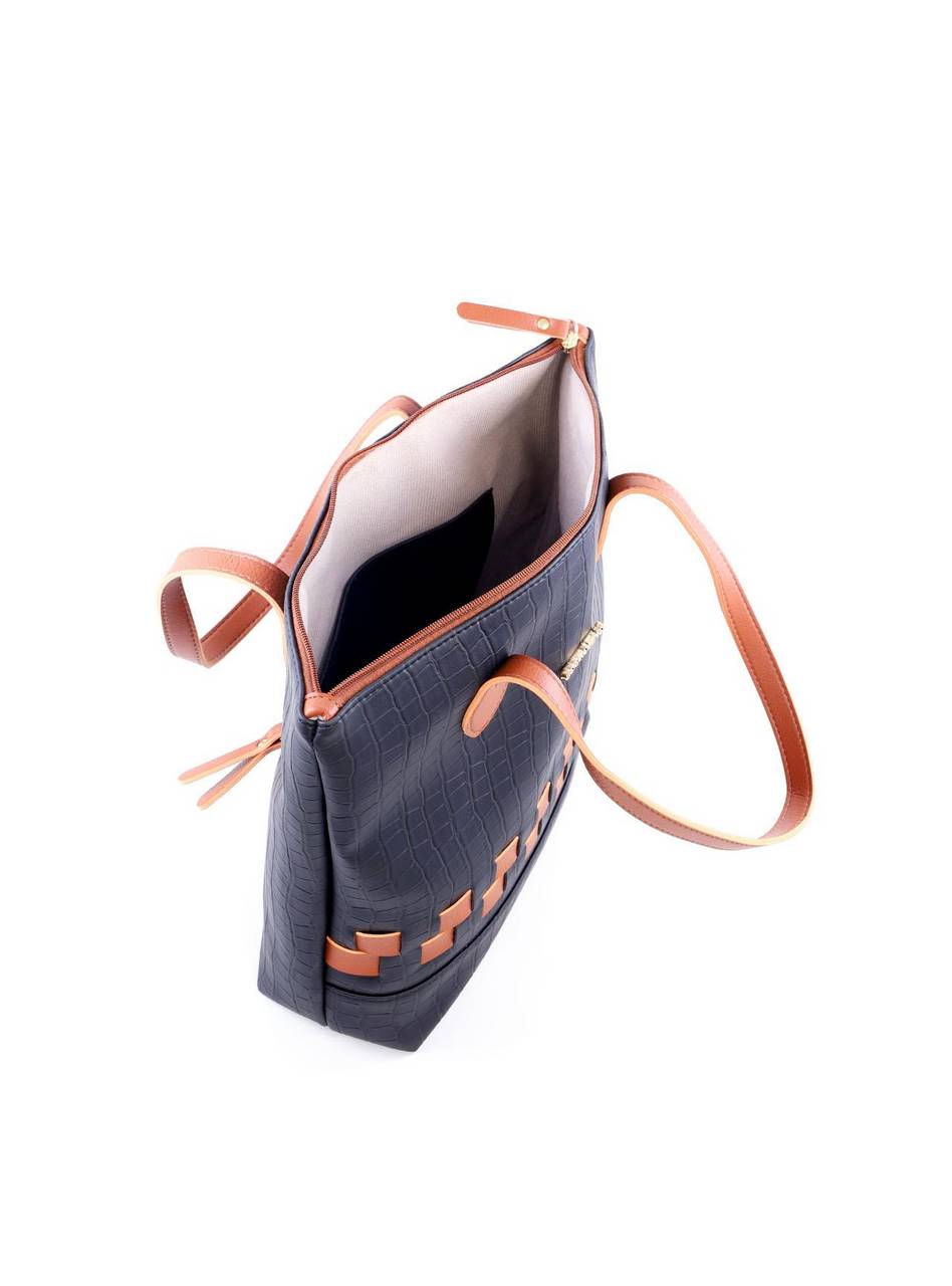 Bolsa Shopper Tiracolo com Tiras Entrelaçadas - Preta BSI-6070 - PR