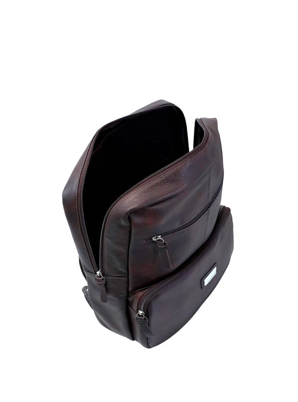 Mochila Executiva Grande Bolsos Couro Cacau - CA