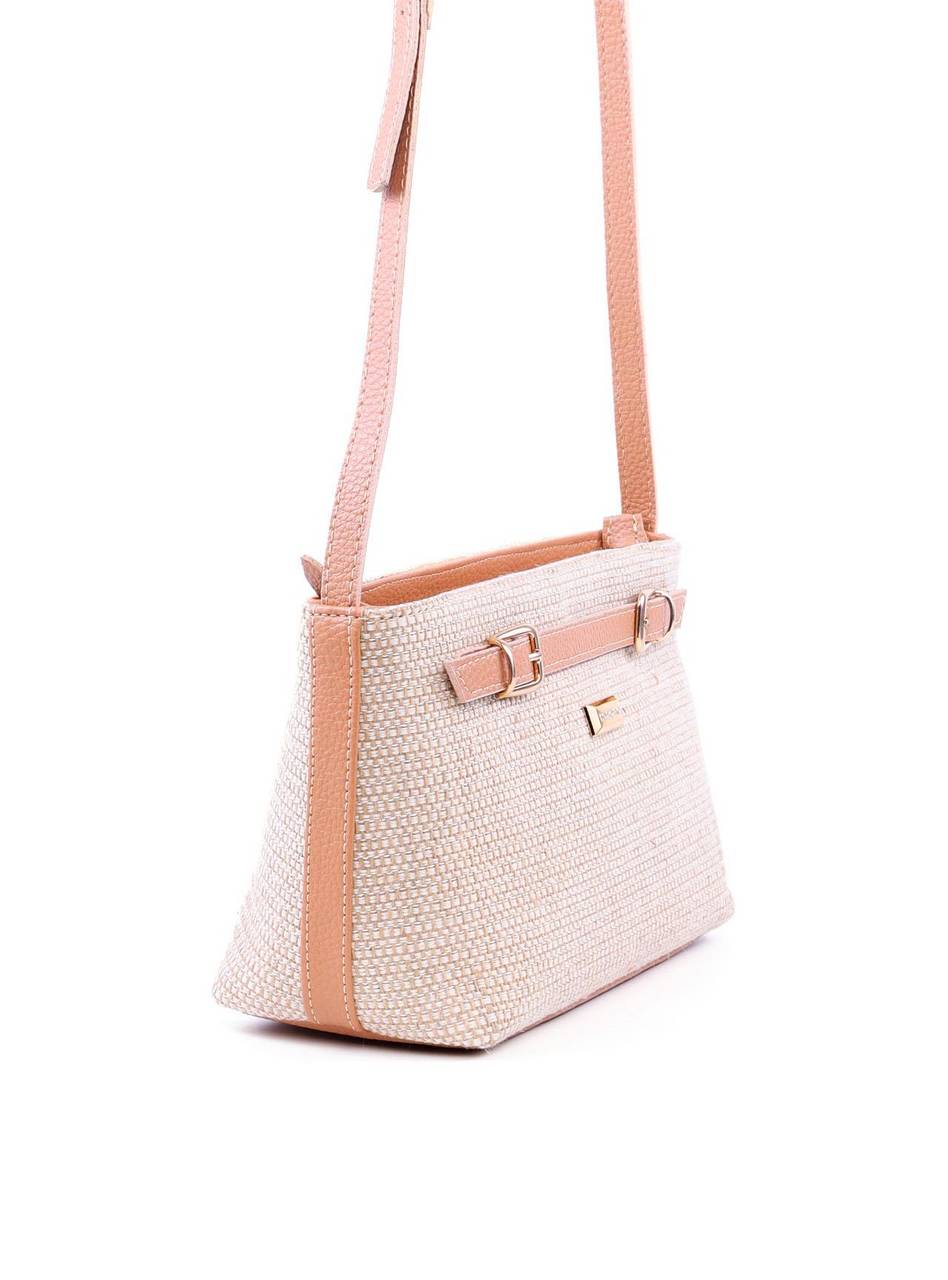 Bolsa Transversal Palha com Detalhes de Fivelas - Nude BSI-6026 - NU