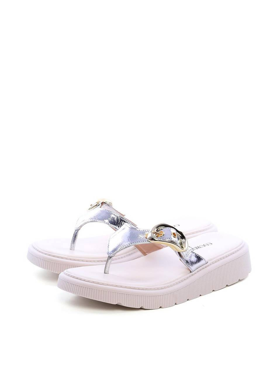 Sandália Flatform Dedo com Fivela - Prata SDI-11757 - PT