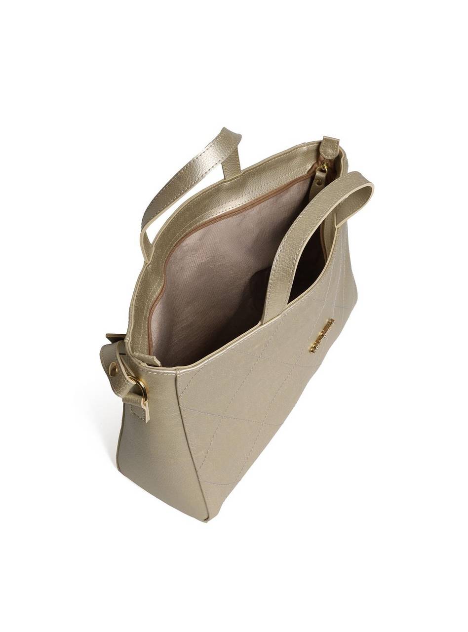 Bolsa Tote Tiracolo com Detalhe Frontal de Costuras - Ouro BSI-5993 - AU