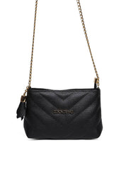 Bolsa Clutch Sintética Tiracolo com Detalhes em Costura - Preta BSI-5961 - PR