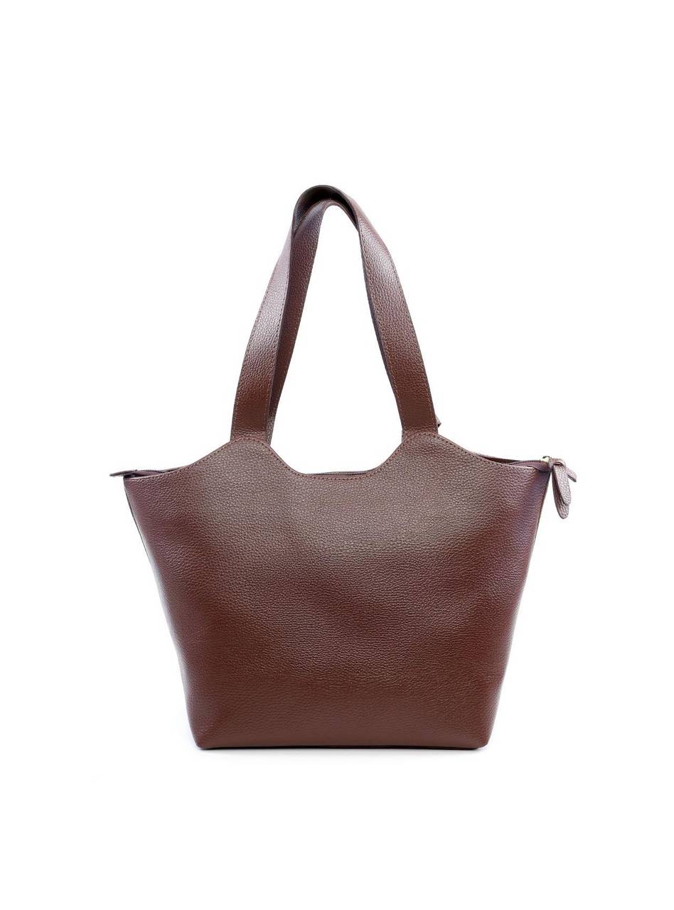 Bolsa Tote Tiracolo Ondulada com Bag Charm - Cacau BSI-6109 - CA