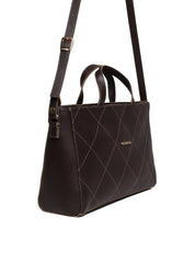 Bolsa Tote Tiracolo com Detalhe Frontal de Costuras - Cacau BSI-5993 - CA