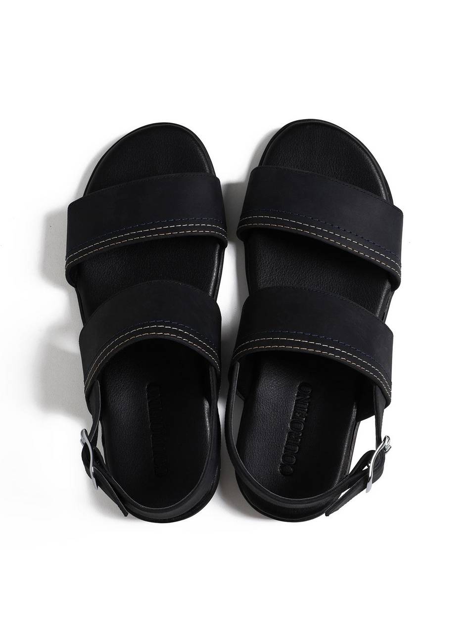 Chinelão Masculino Duas Tiras Costuradas com Fivela Traseira - Preta SDI-11669 - PR