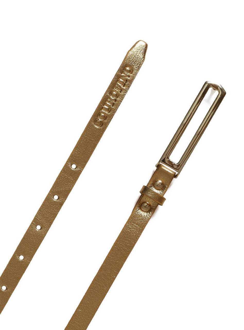 Cinto Feminino em Couro com Fivela Retangular - Ouro CTI-969 - AU