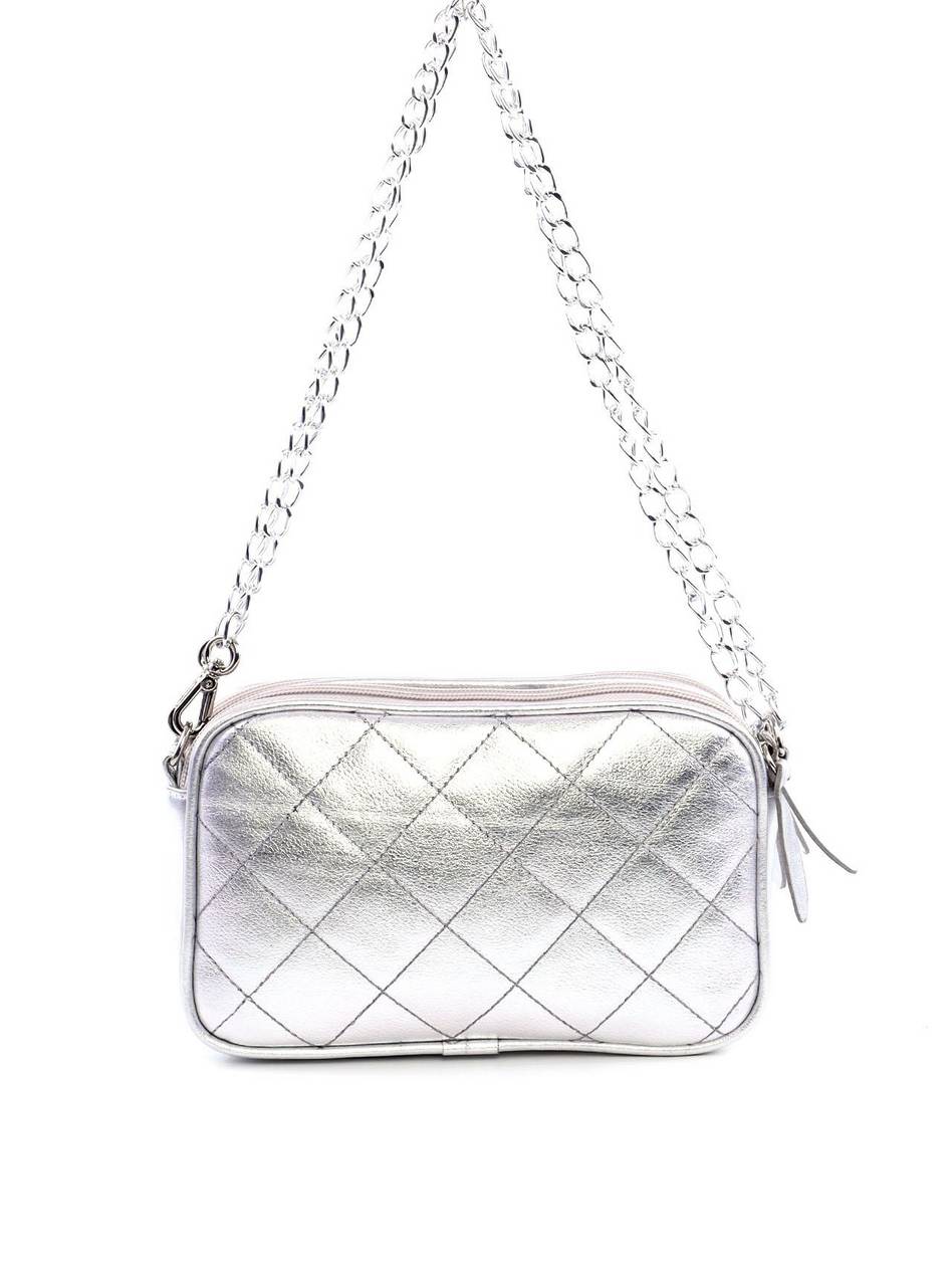 Bolsa Cluthc Tranversal em Metalasse - Prata BSI-6118 - PT