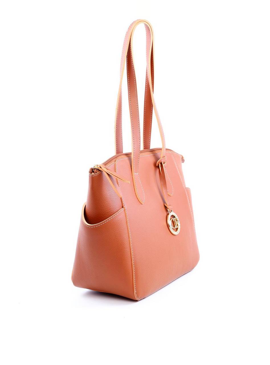 Bolsa Tote Tiracolo com Bolsos Laterais e Charm em Strass - Castor BSI-6046 - CS