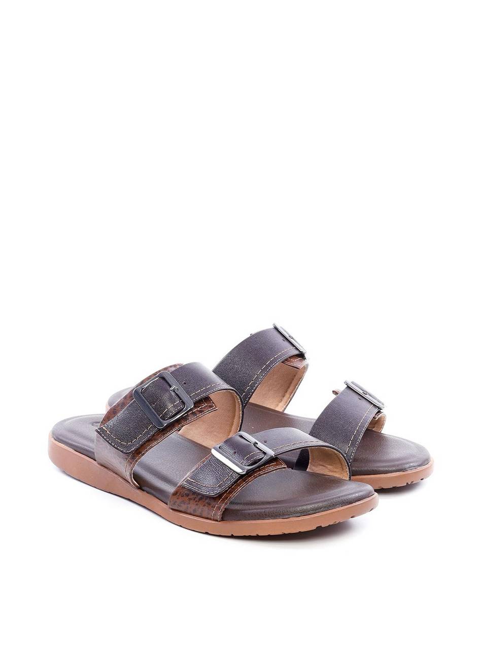 Chinelo Masculino Slide em Couro com Duas Fivelas SDI-11768 - CA