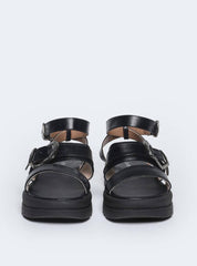 Sandália Feminina Papete Tachas Diversas - Preta SDI-11567 - PR