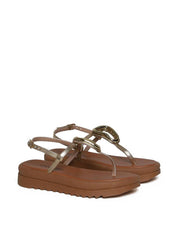 Sandália Papete com Enfeite Orgânico - Ouro SDI-11664 - AU