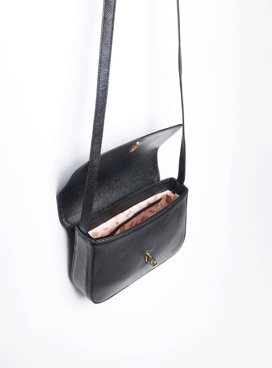 Bolsa Satchel Couro Pequena Transversal Preta BSI-5867 - PR