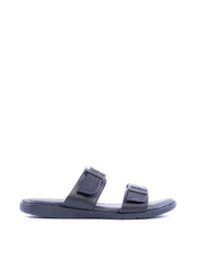 Chinelo Masculino Slide em Couro com Duas Fivelas - Preta SDI-11768 - PR