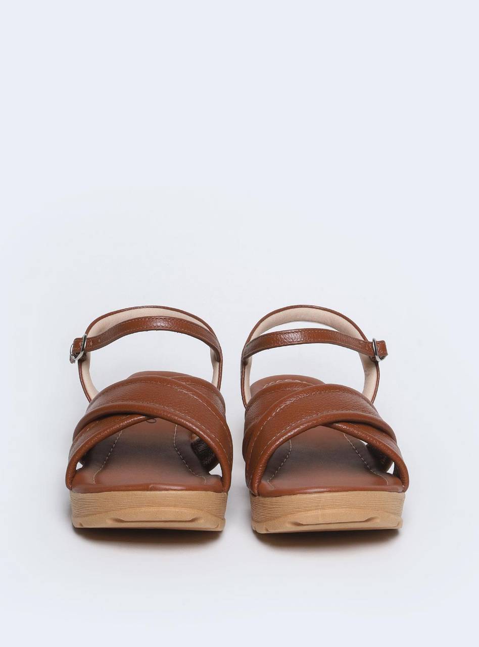 Sandália Feminina Couro Anabela Tiras Cruzadas - Castor SDI-11576 - CS