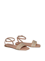 Sandália Feminina Rasteira Rosto Palha - Nude SDI-11641 - NU