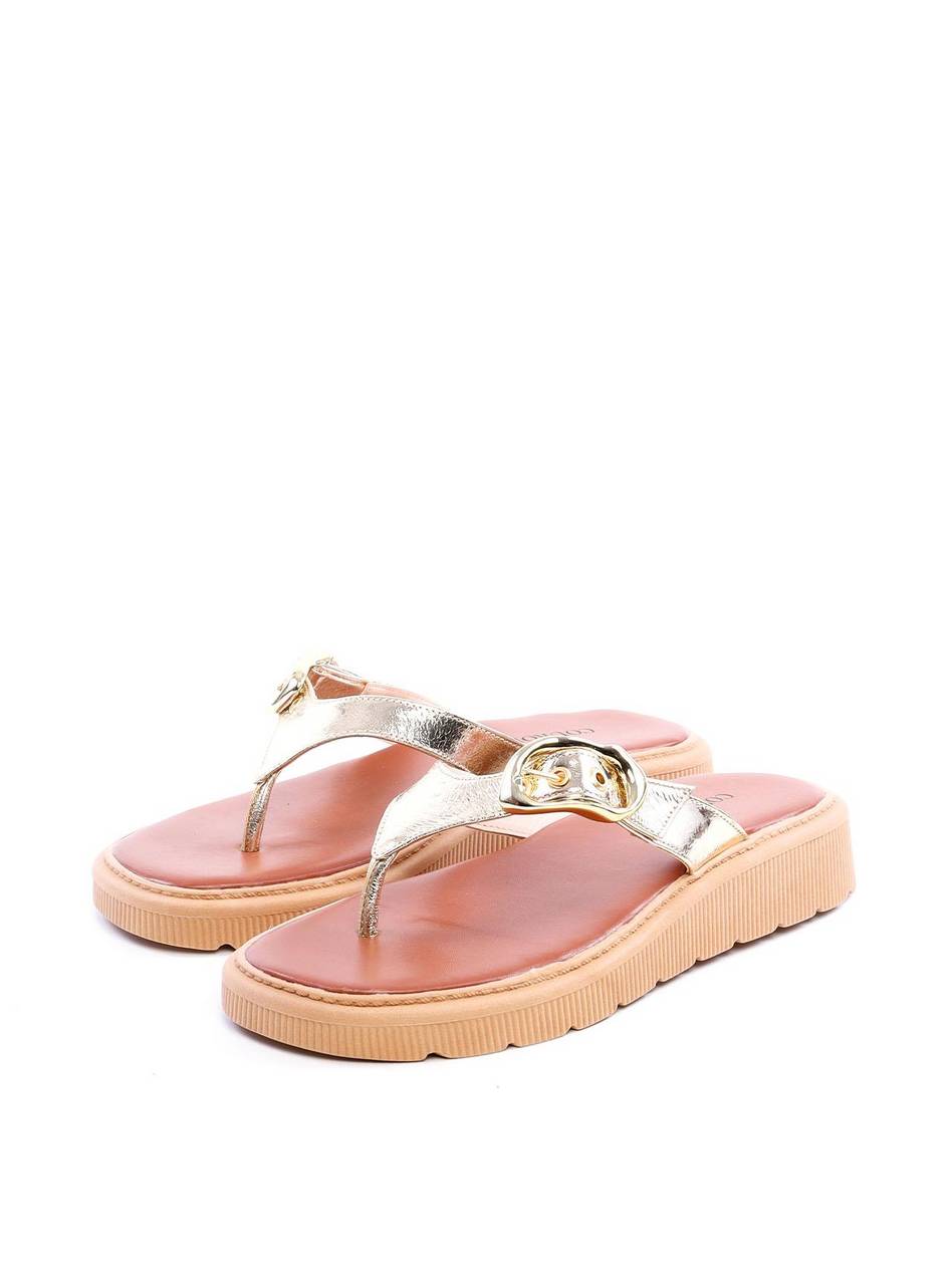 Sandália Flatform Dedo com Fivela - Ouro SDI-11757 - AU