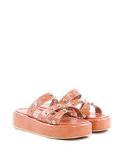 Flatform com Tiras Cruzadas e Rebites - Nude SDI-11819 - NU