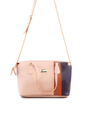 Bolsa Tote com Alça Dupla e Recortes na Vertical - Nude BSI-6125 - NU