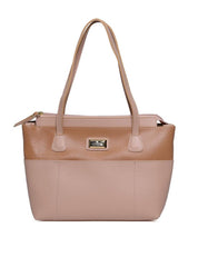 Bolsa Tote Tiracolo com Bolso Frontal e Zipper - Nude BSI-5976 - NU