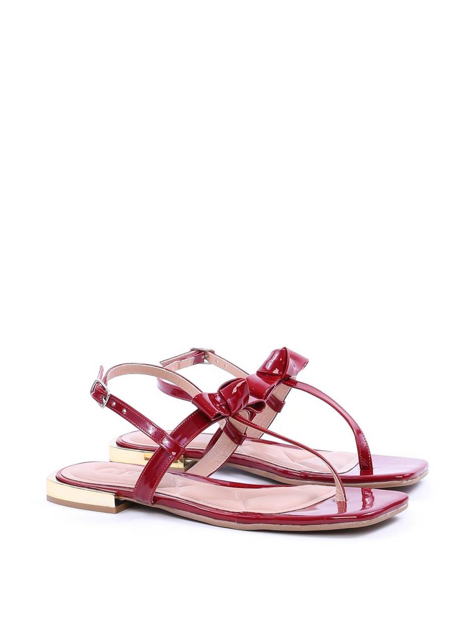 Sandália Rasteira com Detalhe de Laço - Vermelha SDI-11747 - VE