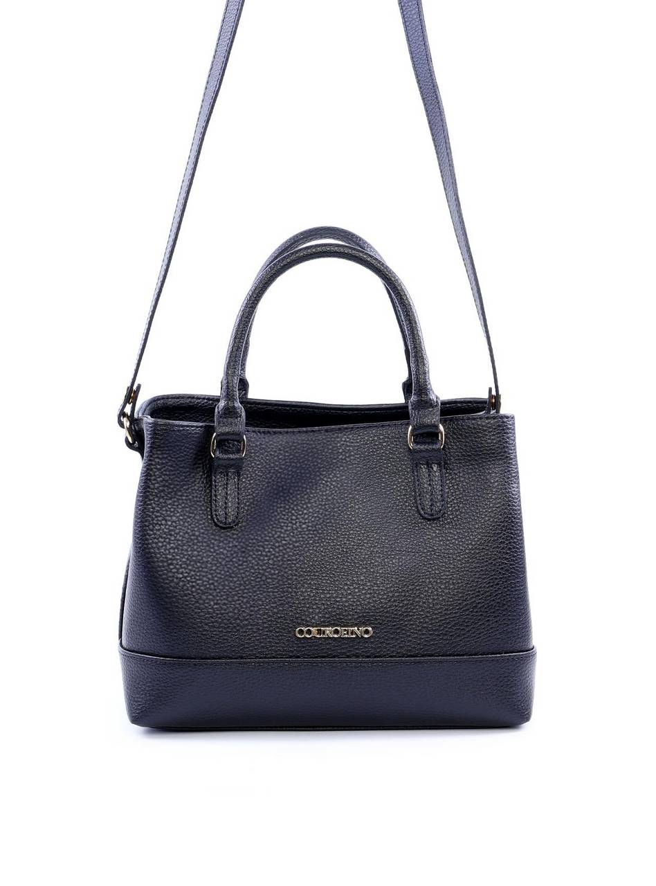 Bolsa Tote Quadrada Alça Dupla com Detalhes - Preta BSI-6042 - PR