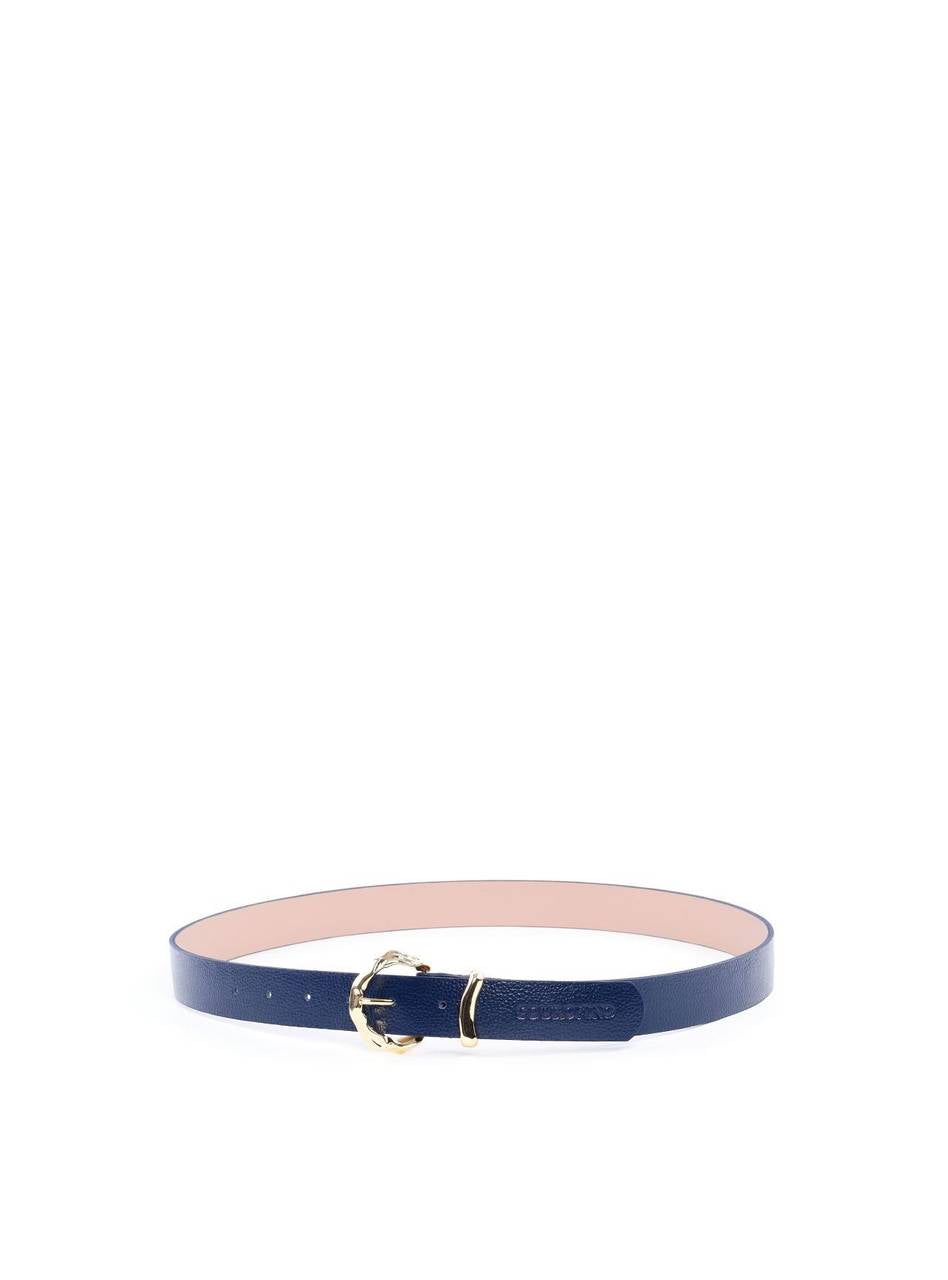 Cinto Feminino Largo de Couro com Fivela e Passador Orgânico - Azul CTI-992 - AZ