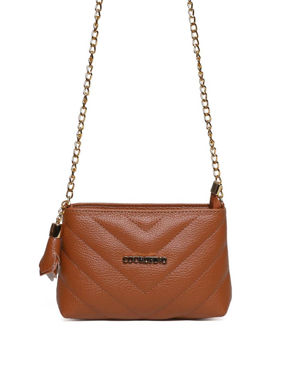 Bolsa Clutch Sintética Tiracolo com Detalhes em Costura - Castor BSI-5961 - CS