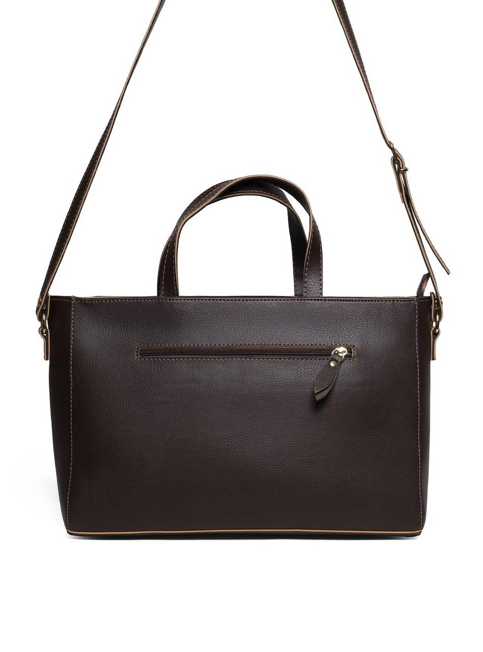 Bolsa Tote Tiracolo com Detalhe Frontal de Costuras - Cacau BSI-5993 - CA