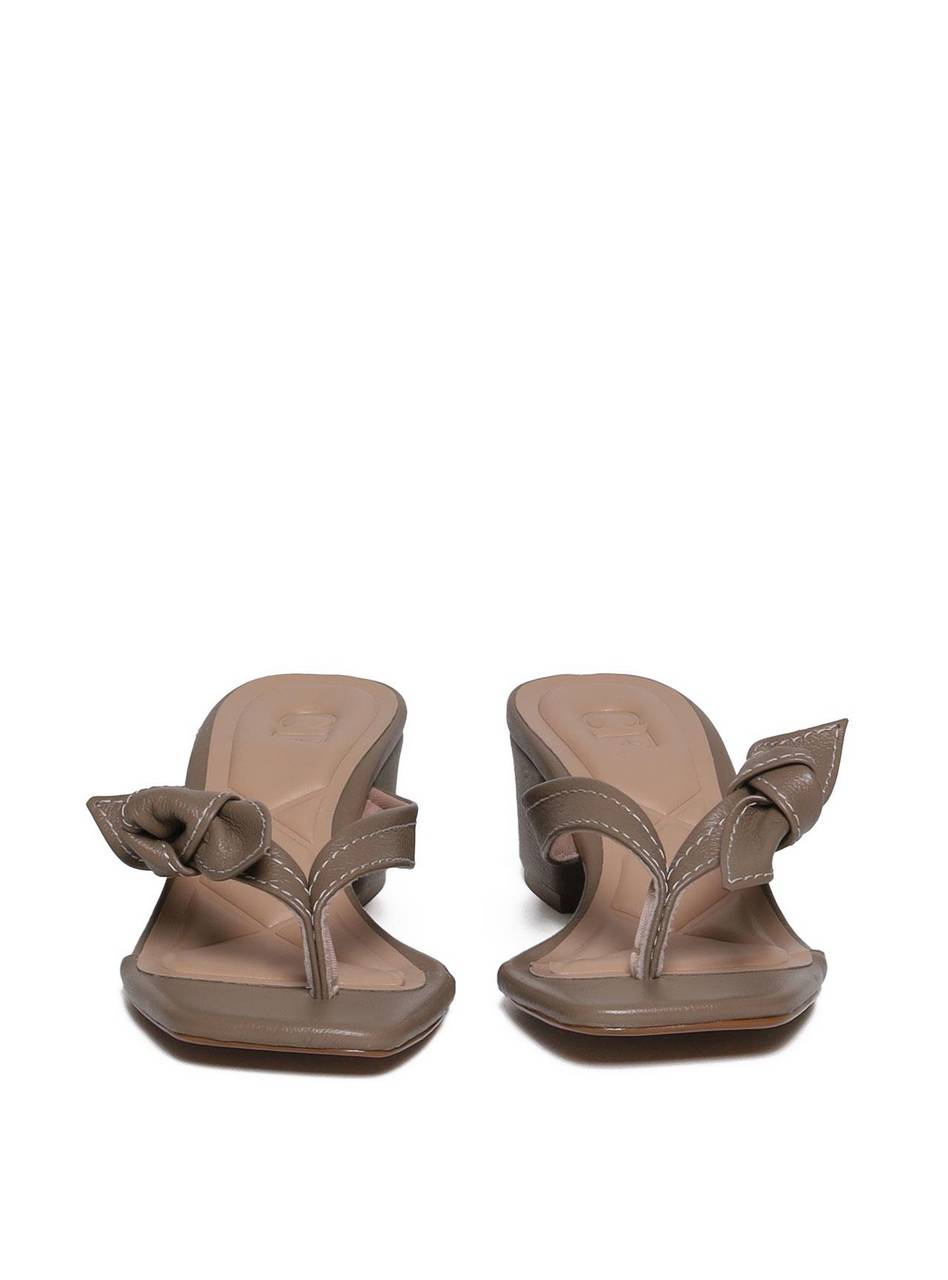 Sandália Feminina Couro Tamanco Salto Bloco - Cinza SDI-11622 - CZ