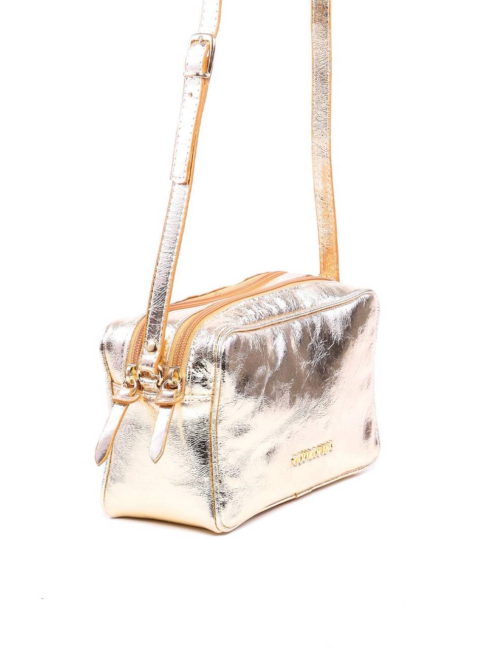 Bolsa Transversal com Duas Divisórias e Bolso Traseiro Ouro BSI-6003 - AU