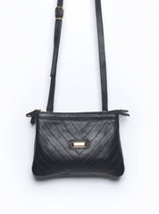 Bolsa Clutch Pequena Duas Divisórias Couro Preta BSI-3728 - PR