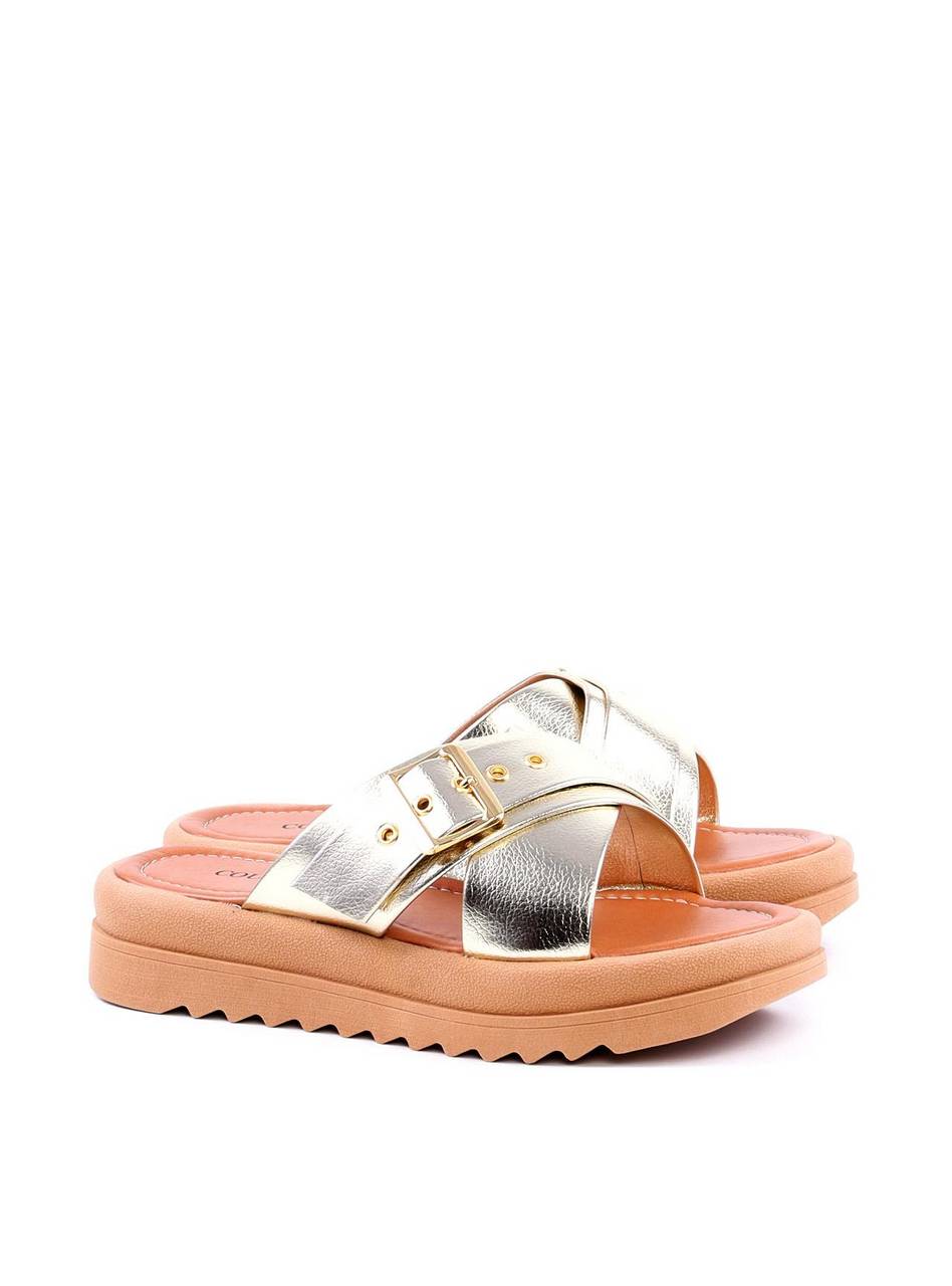 Sandália Flatform com Tiras Cruzadas - Ouro SDI-11726 - AU