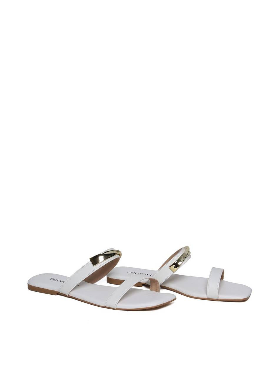 Sandália Feminina Rasteira Enfeite Retorcido - Branca  SDI-11653 - BR