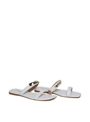 Sandália Feminina Rasteira Enfeite Retorcido - Branca  SDI-11653 - BR