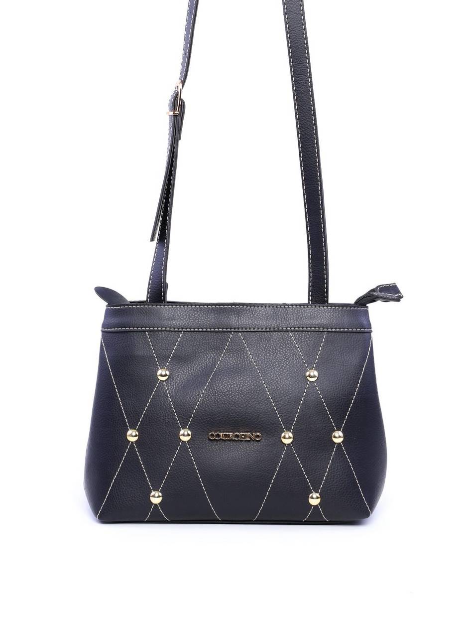 Bolsa Tote Transversal com Detalhes de Costura e Enfeites BSI-6006 - PR