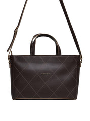 Bolsa Tote Tiracolo com Detalhe Frontal de Costuras - Cacau BSI-5993 - CA