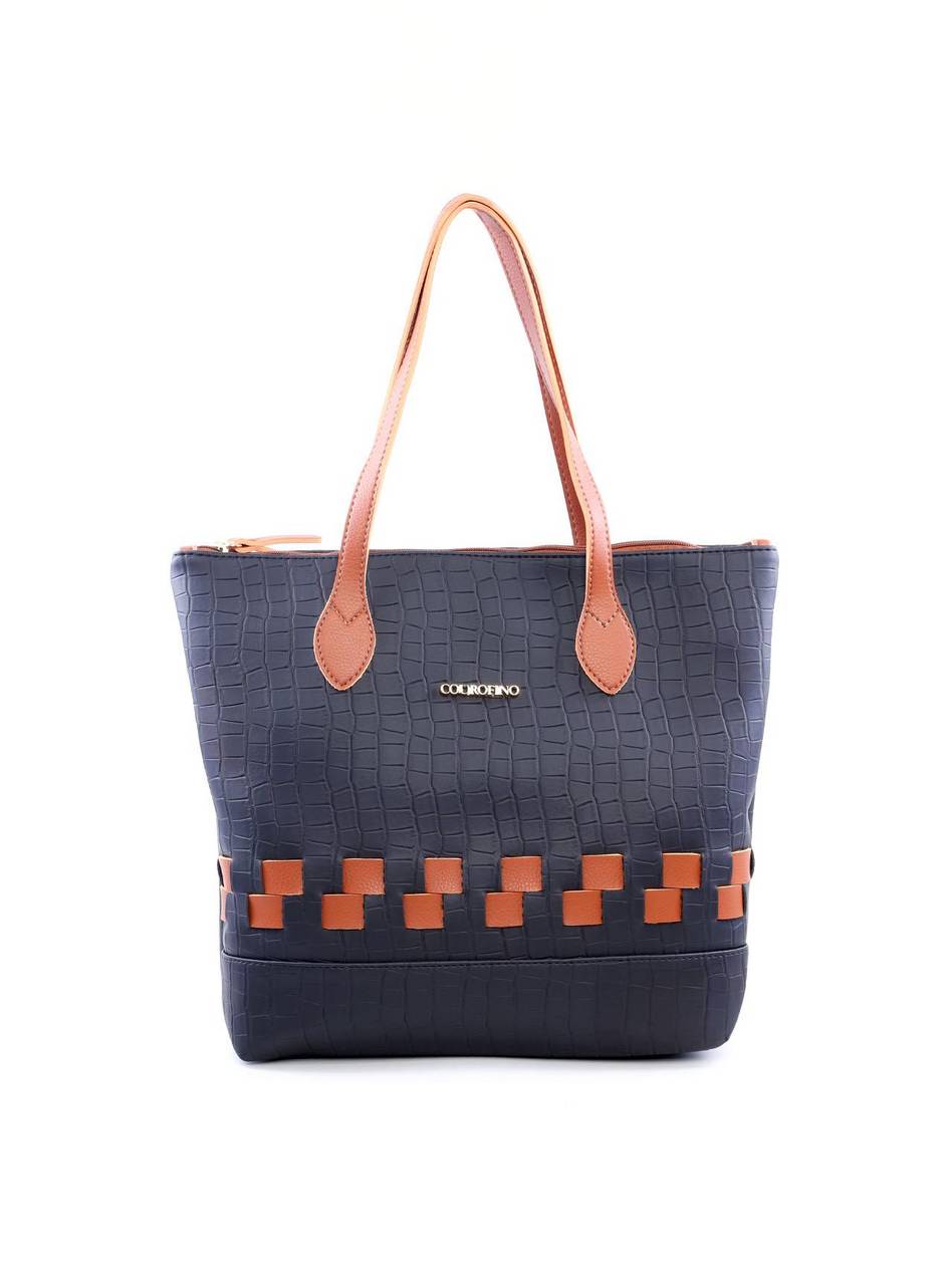 Bolsa Shopper Tiracolo com Tiras Entrelaçadas - Preta BSI-6070 - PR