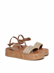 Sandália Papete com Salto em Cortiça - Castor SDI-11680 - CS