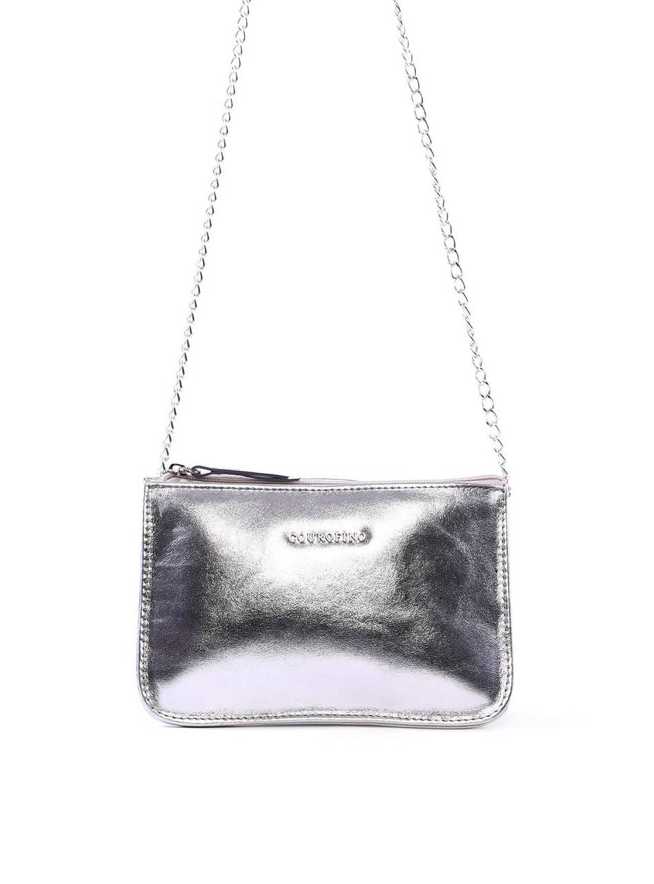 Bolsa Transversal Pequena 3 Divisórias - Prata BSI-6405 - PT