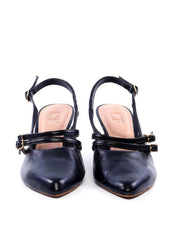 Scarpin Slingback com Fivelas Laterias - Preta SDI-11737 - PR