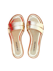 Rasteira Slide de Duas Tiras - Ouro SDI-11958 - AU