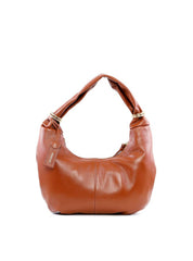 Bolsa Hobo de Couro com Argolas e Bag Charm - Castor BSI-6226 - CS