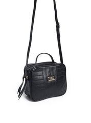 Bolsa Bag Couro Transversal Bolso Atrás Preta BSI-5087 - PR