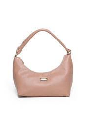 Bolsa Hobo Couro Média Alça Trançada Nude BSI-5899 - NU