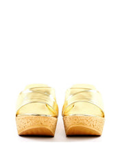 Tamanco Plataforma com Tiras Largas Sobrepostas - Ouro SDI-11927 - AU