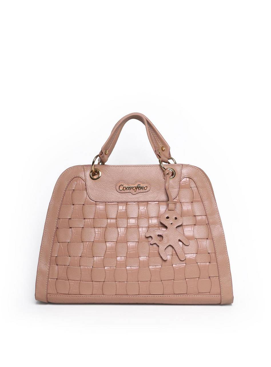 Bolsa Feminina Shopper Couro Tressê Bonequinho Nude BSI-2942 - NU